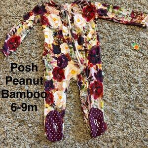 Posh Peanut Burgundy and Cream Floral Footie